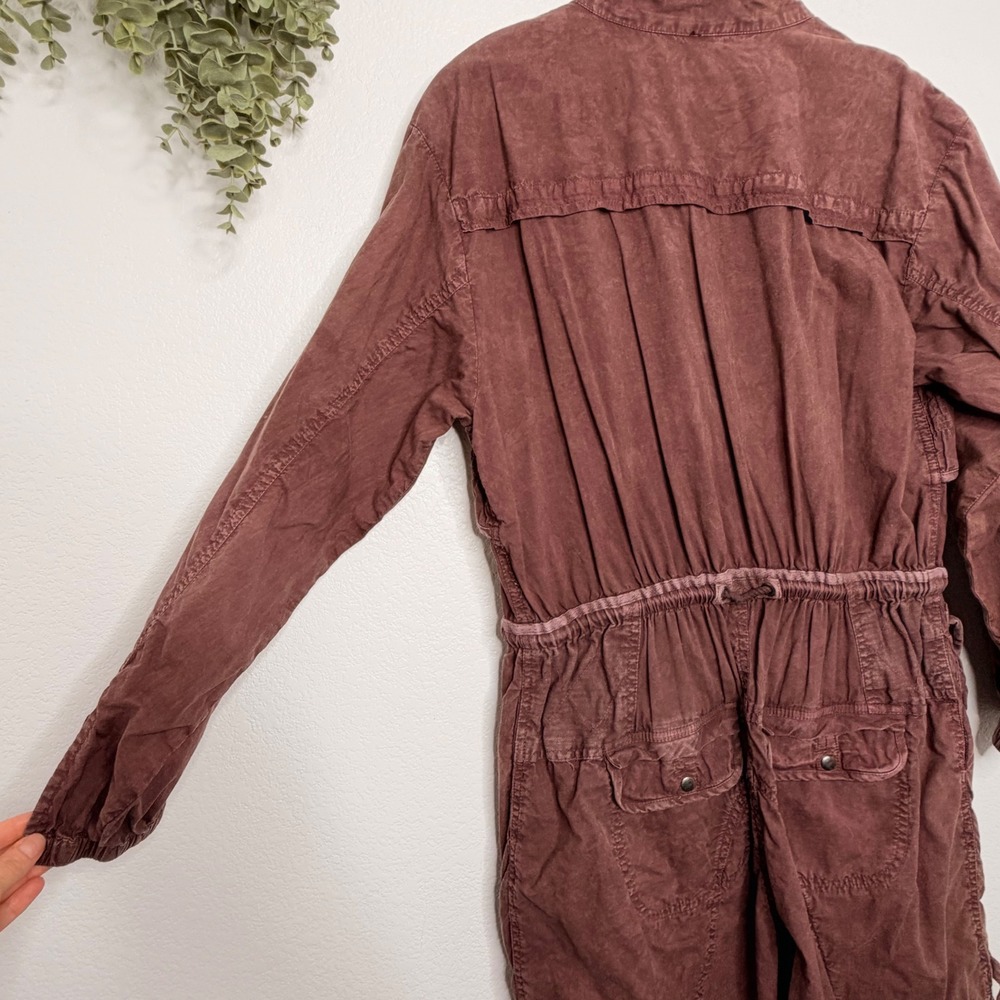 Free People Moon Bay Parachute Cargo Romper Brown Plum Utility Jumpsuit - Picture 7 of 7